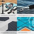 TECTAKE - Planche de stand up paddle gonflable siège de kayak jusqu'à 200 kg antidérapant raquette double turquoise orange 320 x 84 x 39,5 cm kit complet - vignette