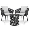 TECTAKE - Ensemble salon de jardin 2 places table chaises rope gris anthracite coussins déperlants aluminium verre mobilier extérieur terrasse - vignette