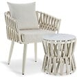 TECTAKE - Chaise 2 places avec table en rope design beige coussin assise 10 cm dossier 15 cm - vignette