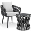 TECTAKE - Ensemble salon de jardin Lugano anthracite table chaise aluminium résine tressée coussins épais mobilier terrasse extérieur design cordé - vignette