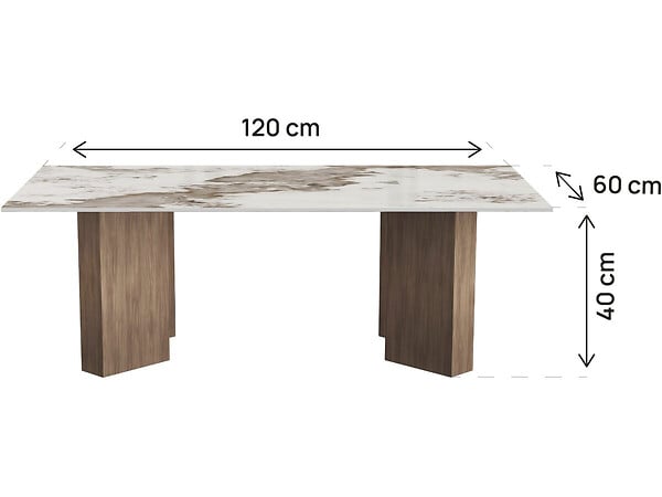 HABITAT ET JARDIN - Table basse en bois avec plateau en céramique "Elma" - 120 cm - Marron - large