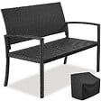 TECTAKE - Banc de jardin 2 places résistant intempéries en en polyrotin noir avec accoudoirs dossier haut 125x62 5x90 cm - vignette