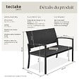 TECTAKE - Banc de jardin 2 places résistant intempéries en en polyrotin noir avec accoudoirs dossier haut 125x62 5x90 cm - vignette