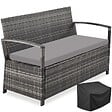 TECTAKE - 2 Places banc de jardin gris résistant aux intempéries 128 x 56 x 77,5 cm capacité de rangement 160 l avec housse de protection - vignette