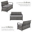 TECTAKE - 2 Places banc de jardin gris résistant aux intempéries 128 x 56 x 77,5 cm capacité de rangement 160 l avec housse de protection - vignette
