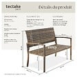 TECTAKE - 2 Places banc jardin résistant intempéries en polyrotin marron naturel 125x62 5x90 cm avec housse protection - vignette