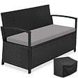 TECTAKE - 2 Places banc de jardin résistant aux intempéries 128 x 56 x 77,5 cm capacité de rangement 160 l avec housse de protection noir - vignette