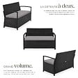 TECTAKE - 2 Places banc de jardin résistant aux intempéries 128 x 56 x 77,5 cm capacité de rangement 160 l avec housse de protection noir - vignette