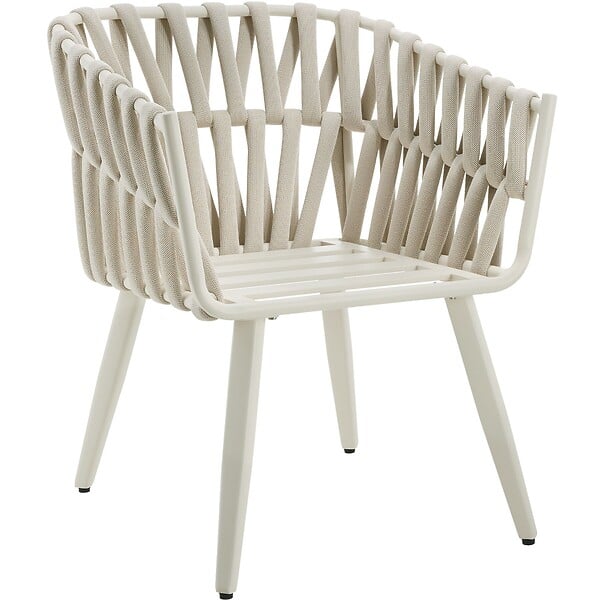 TECTAKE - Chaise Lugano au design « Rope » avec structure en aluminium beige - large
