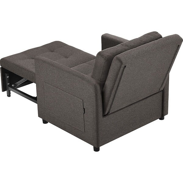 TECTAKE - Fauteuil lit 3 en 1 dossier réglable en 6 positions 82 x 80 x 86 cm capacité de charge 150 kg station de recharge usb-a usb-c gris foncé - large