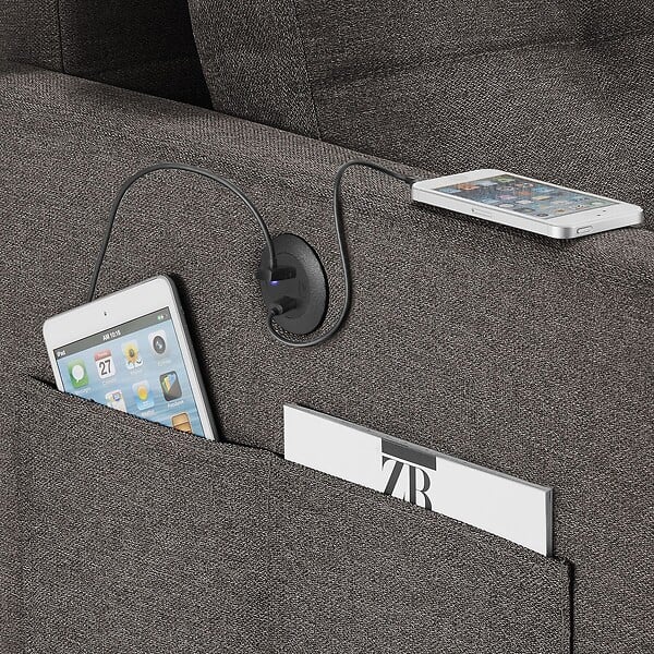 TECTAKE - Fauteuil lit 3 en 1 dossier réglable en 6 positions 82 x 80 x 86 cm capacité de charge 150 kg station de recharge usb-a usb-c gris foncé - large