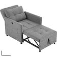 TECTAKE - Fauteuil lit 3 en 1 dossier réglable en 6 positions gris 82 x 80 x 86 cm capacité 150 kg avec station de recharge usb - vignette