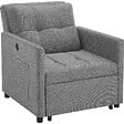 TECTAKE - Fauteuil lit 3 en 1 dossier réglable en 6 positions gris 82 x 80 x 86 cm capacité 150 kg avec station de recharge usb - vignette