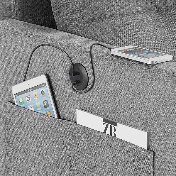 TECTAKE - Fauteuil lit 3 en 1 dossier réglable en 6 positions gris 82 x 80 x 86 cm capacité 150 kg avec station de recharge usb - large
