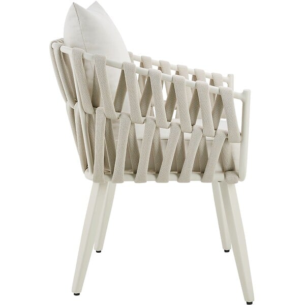 TECTAKE - Chaise Lugano au design « Rope » avec structure en aluminium beige - large