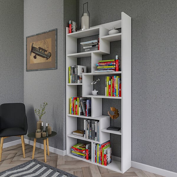 HABITAT ET JARDIN - Bibliothèque en bois "Kuttap" - 90 x 22 x 182 cm - Blanc - large