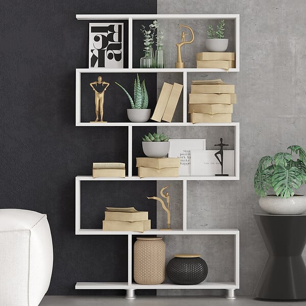 HABITAT ET JARDIN - Bibliothèque en bois "Nilüfer" - 90 x 20 x 156 cm - Blanc - large