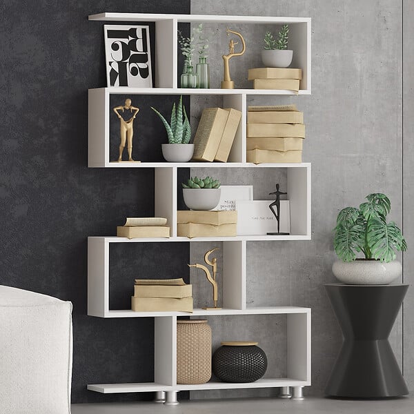 HABITAT ET JARDIN - Bibliothèque en bois "Nilüfer" - 90 x 20 x 156 cm - Blanc - large