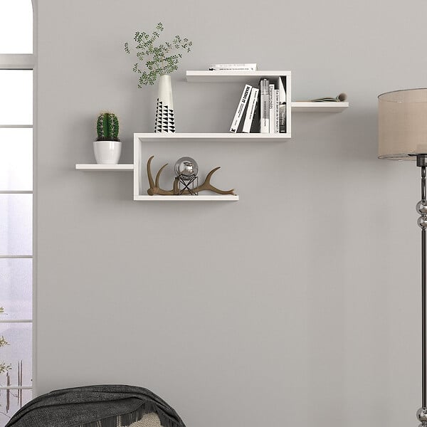 HABITAT ET JARDIN - Bibliothèque en bois "Twist" - 104 x 14 x 49 cm - Blanc - large