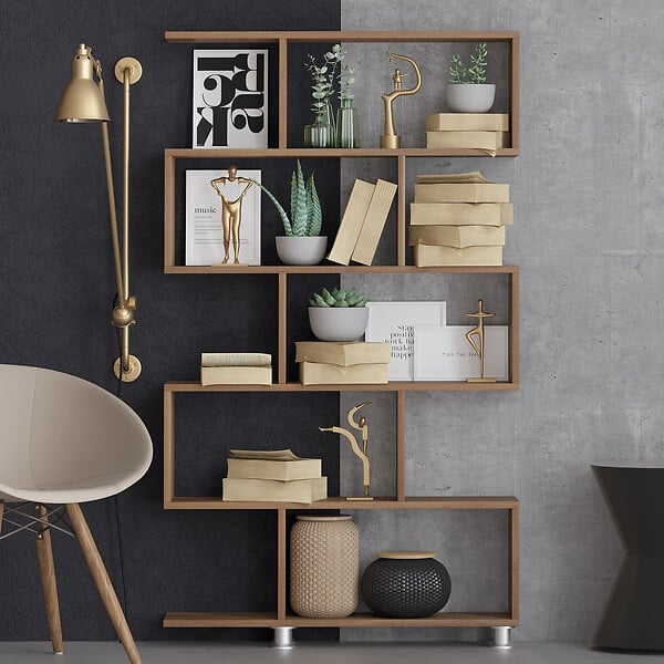 HABITAT ET JARDIN - Bibliothèque en bois "Nilüfer" - 90 x 20 x 156 cm - Marron - large