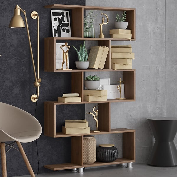 HABITAT ET JARDIN - Bibliothèque en bois "Nilüfer" - 90 x 20 x 156 cm - Marron - large