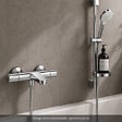 HANSGROHE - Pack mitigeur baignoire thermostatique Ecostat Universal chromé + Ensemble de douche Crometta 2 jets blanc/chromé - vignette