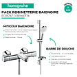 HANSGROHE - Pack mitigeur baignoire thermostatique Ecostat Universal chromé + Ensemble de douche Crometta 2 jets blanc/chromé - vignette