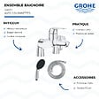 GROHE - Mitigeur baignoire mécanique Swift avec colonnettes Idro'Flex + Douchette 2 jets Start + Flexible - vignette