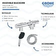 GROHE - Mitigeur baignoire thermostatique Precision Get avec colonnettes Idro'Flex + Douchette 2 jets Comfort + Flexible - vignette