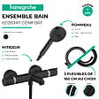 HANSGROHE - Pack mitigeur bain douche thermostatique Ecostat Comfort + Flexible Isiflex + Pommeau Pulsify 3jets Relaxation noir mat - vignette
