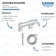 GROHE - Mitigeur baignoire mécanique Essence avec colonnettes Idro'Flex + Douchette 1 jet + Flexible - vignette