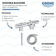GROHE - Mitigeur baignoire thermostatique Grohtherm 800 Cosmopolitan 1/2 avec colonnettes Idro'Flex + Douchette 1 jet + Flexible - vignette