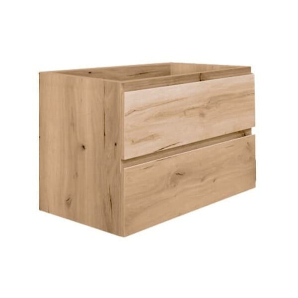 SWISS AQUA TECHNOLOGIES - Meuble de salle de bain suspendu 80 cm avec plan de toilette, 2 tiroirs, chêne Halifax mat, SAT B-Way (BWAY280OAKDESK) - large