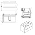 SWISS AQUA TECHNOLOGIES - Meuble de salle de bain suspendu 80 cm avec plan de toilette, 2 tiroirs, chêne Halifax mat, SAT B-Way (BWAY280OAKDESK) - vignette