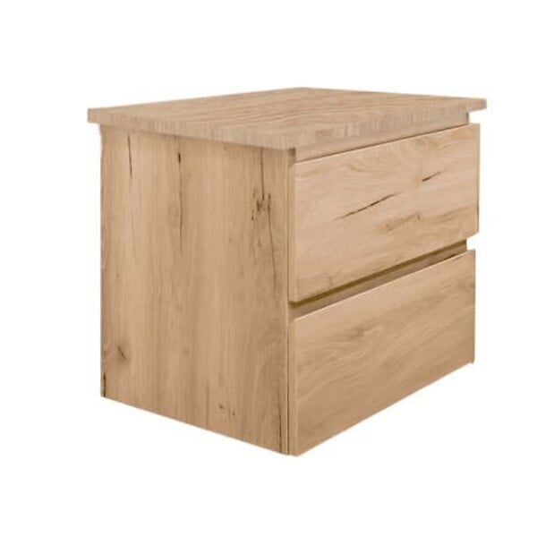 SWISS AQUA TECHNOLOGIES - Meuble salle de bain suspendu 59 x 50 x 45 cm – 2 tiroirs – plaque de recouvrement – chêne mat – B-Way (BWAY260OAKDESK) - large