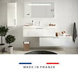 BURGBAD - Meuble vasque 90 cm Olena en décaler blanc brillant + colonne - vignette