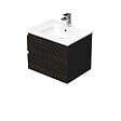 SWISS AQUA TECHNOLOGIES - Cube Way 60x47,5x46 cm meuble de salle de bain suspendu 2 tiroirs avec lavabo en céramique, marron mat (CUBE3D602ZHMOD) - vignette