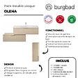 BURGBAD - Meuble vasque 120 cm Olena en décaler chêne clair + colonne - vignette
