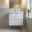 SWISS AQUA TECHNOLOGIES - Meuble salle de bain suspendu 59 x 50 x 45 cm avec lavabo céramique blanc brillant – 2 tiroirs – B-Way (BWAY260WU1BI) - vignette