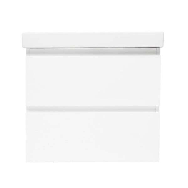 SWISS AQUA TECHNOLOGIES - Meuble salle de bain suspendu 59 x 50 x 45 cm avec lavabo céramique blanc brillant – 2 tiroirs – B-Way (BWAY260WU1BI) - large