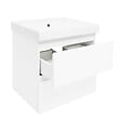 SWISS AQUA TECHNOLOGIES - Meuble salle de bain suspendu 59 x 50 x 45 cm avec lavabo céramique blanc brillant – 2 tiroirs – B-Way (BWAY260WU1BI) - vignette
