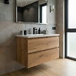 SWISS AQUA TECHNOLOGIES - B-Way 79x50x45 cm meuble de salle de bain suspendu 2 tiroirs avec lavabo en marbre coulé, chêne mat (BWAY280OAKU) - vignette