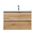 SWISS AQUA TECHNOLOGIES - B-Way 79x50x45 cm meuble de salle de bain suspendu 2 tiroirs avec lavabo en marbre coulé, chêne mat (BWAY280OAKU) - vignette