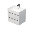 SWISS AQUA TECHNOLOGIES - Cube Way 60x47,5x46 cm meuble de salle de bain suspendu 2 tiroirs avec lavabo en céramique, blanc mat (CUBE3D46602ZBSAT) - vignette