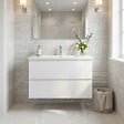 SWISS AQUA TECHNOLOGIES - Meuble salle de bain suspendu 59 x 50 x 45 cm blanc brillant 2 tiroirs avec lavabo en marbre coulé SAT B-Way (BWAY260WU) - vignette