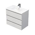 SWISS AQUA TECHNOLOGIES - Cube Way 80x71x46 cm meuble de salle de bain suspendu 2 tiroirs avec lavabo en céramique, blanc mat (CUBE3D803ZBMOD) - vignette
