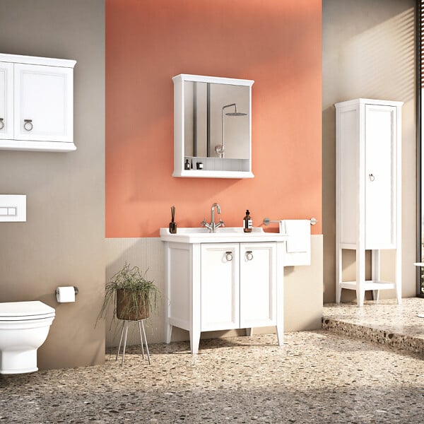VITRA - Meuble vasque VitrA Valarte blanc mat 80 cm avec portes - large