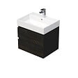 SWISS AQUA TECHNOLOGIES - Cube Way 60x47,5x46 cm meuble de salle de bain suspendu 2 tiroirs avec lavabo en céramique, marron mat (CUBE3D46602ZHSAT) - vignette