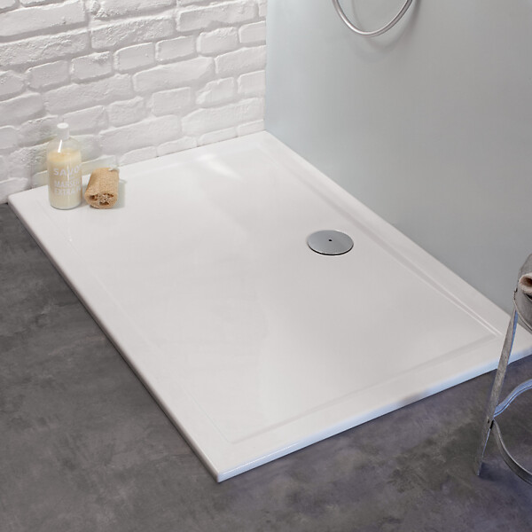 JACOB DELAFON - Receveur de douche 100 x 80 Gaspard rectangle céramique avec kit de réhausse et bonde - large