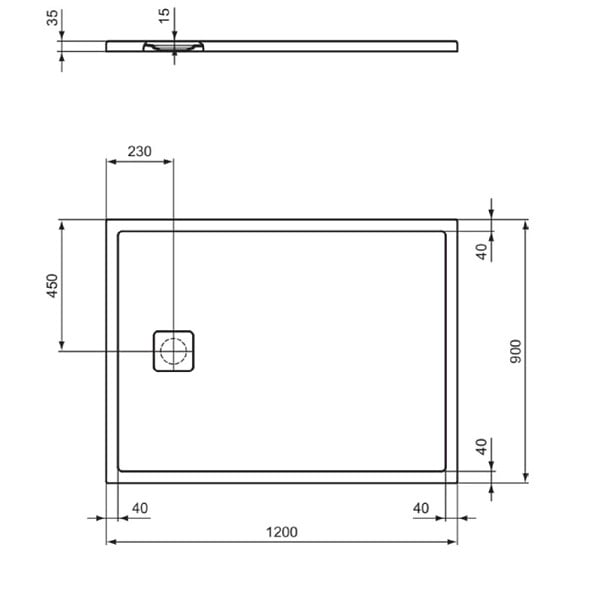 IDEAL STANDARD - Receveur de douche antidérapant Ultra Flat Evo recoupable avec évacuation largeur 120 x 90 - large